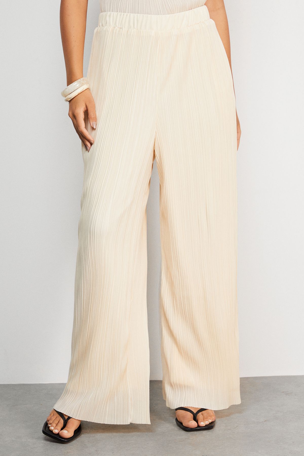 Warehouse Plisse High Waisted Wide Leg Trousers