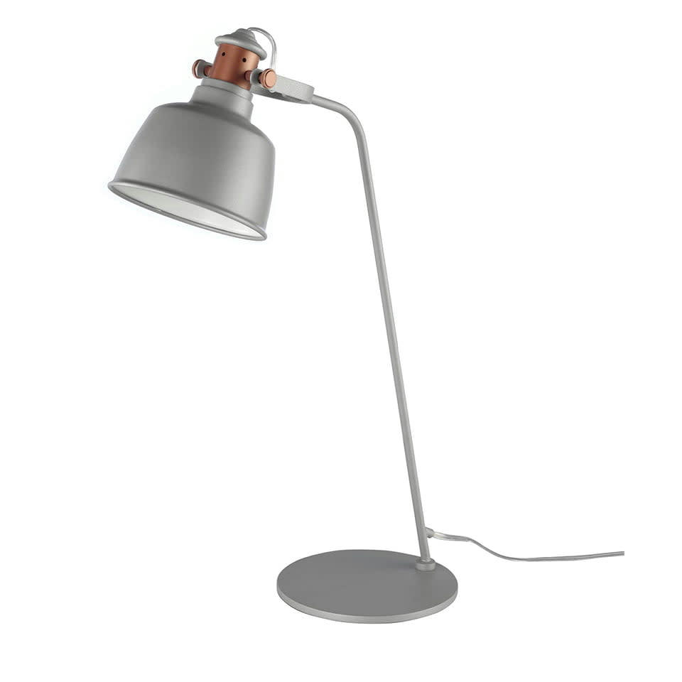 - Lampe de table en acier gris et bronze