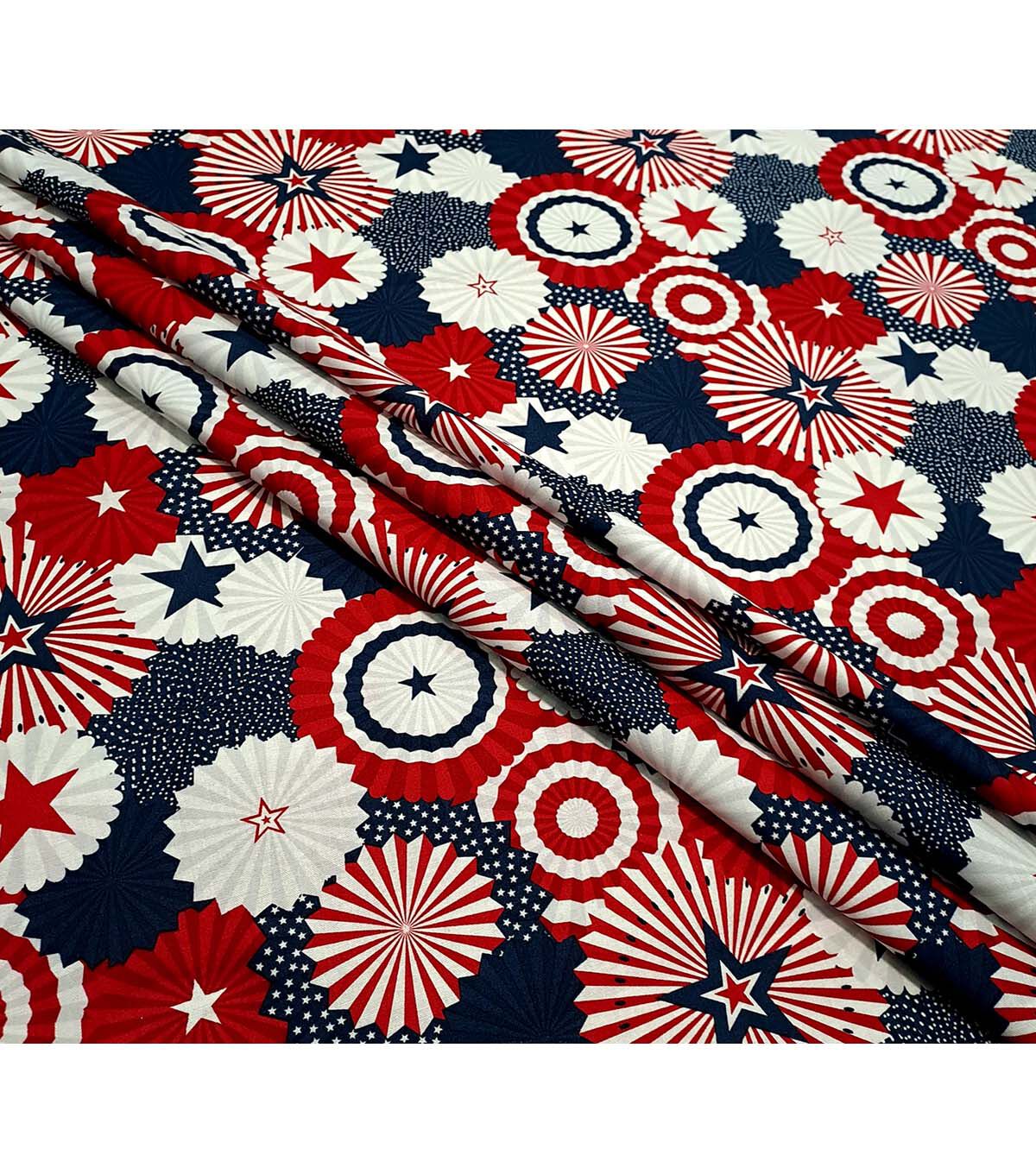 Red & Blue Fans Patriotic Cotton Fabric