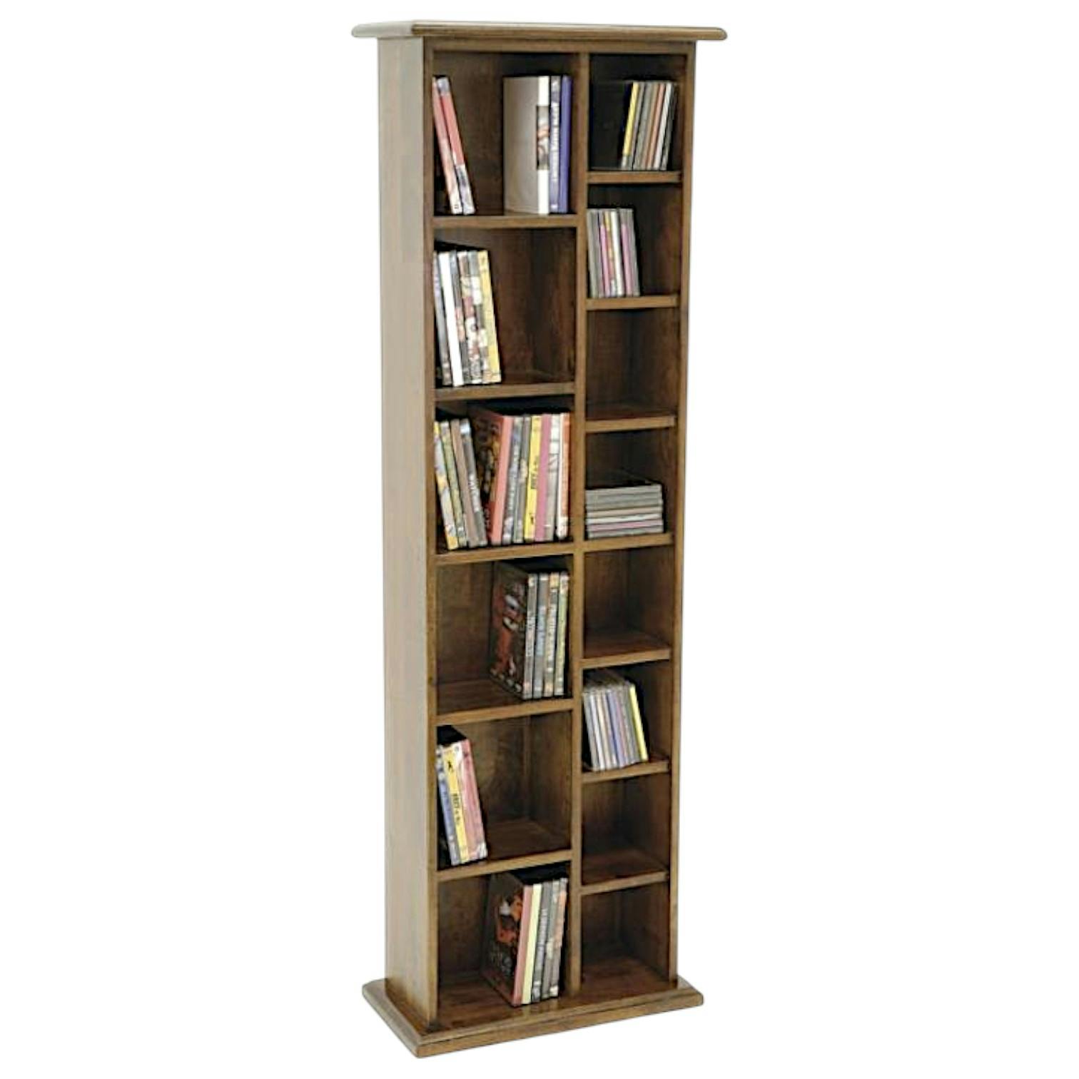 Colonne double range CD/DVD hévéa 47x24x146cm TRADITION