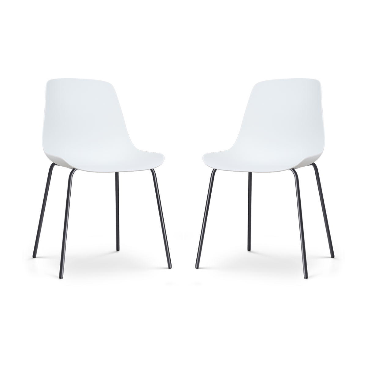 Nolon Nora-Pip Eetkamerstoelen Set van 2 - Wit - Zwart Onderstel