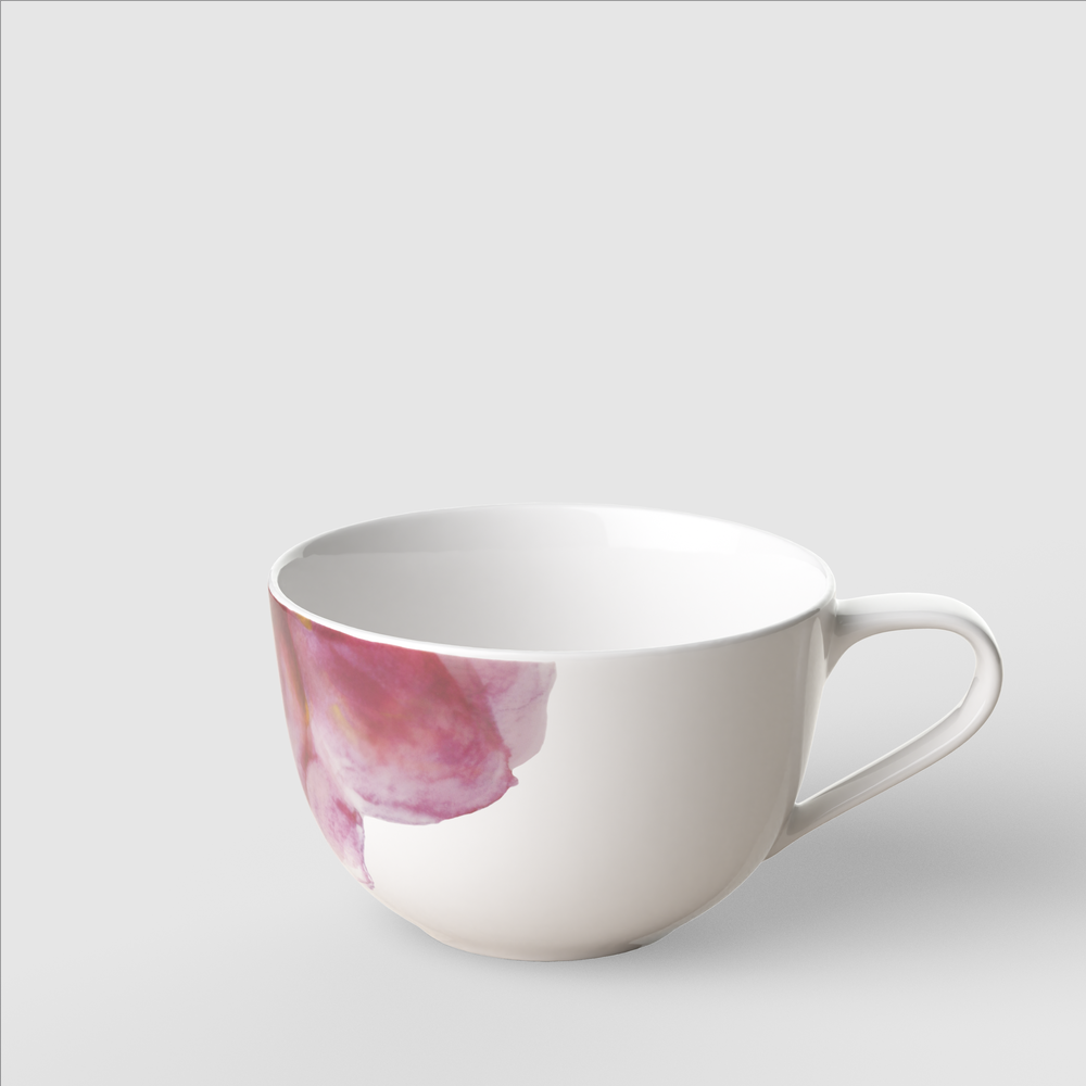 Rose Garden Cappuccino cup - Pink, 10.2 oz, Premium Porcelain