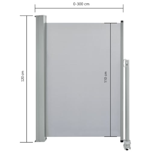 NNEVL Patio Retractable Side Awning 120 x 300 cm Grey