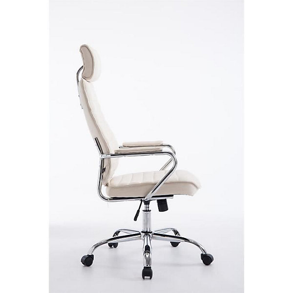 Chaise de bureau CLP RAKO tissu beige réglable 5 roulettes
