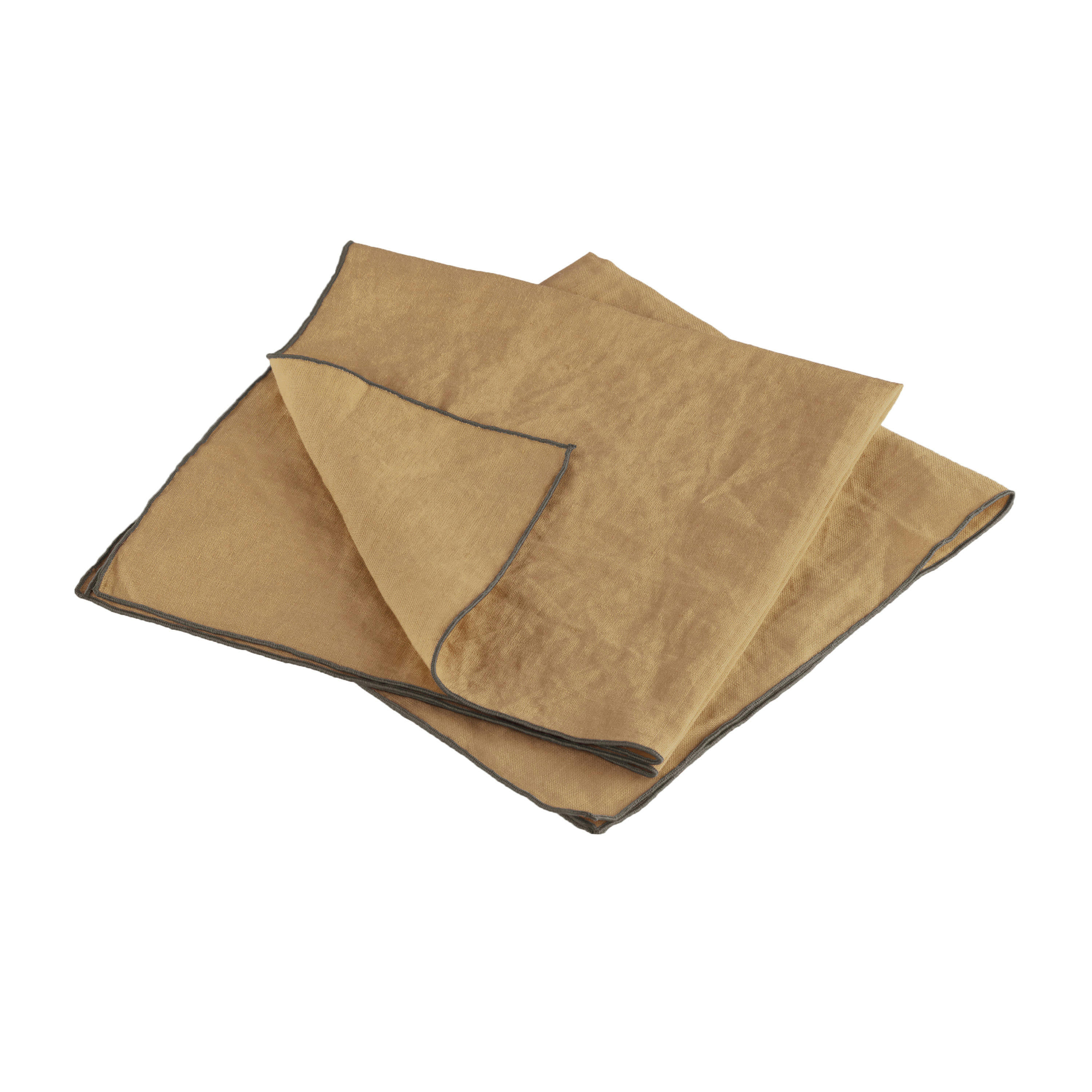 AUTOUR DU LIN - Lot de 2 serviettes de table en lin lavé 45x45cm Caramel