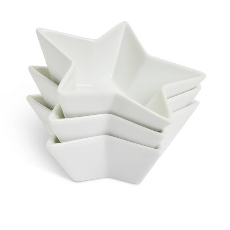Habitat Star Porcelain 3 Piece Nibble Bowl - White