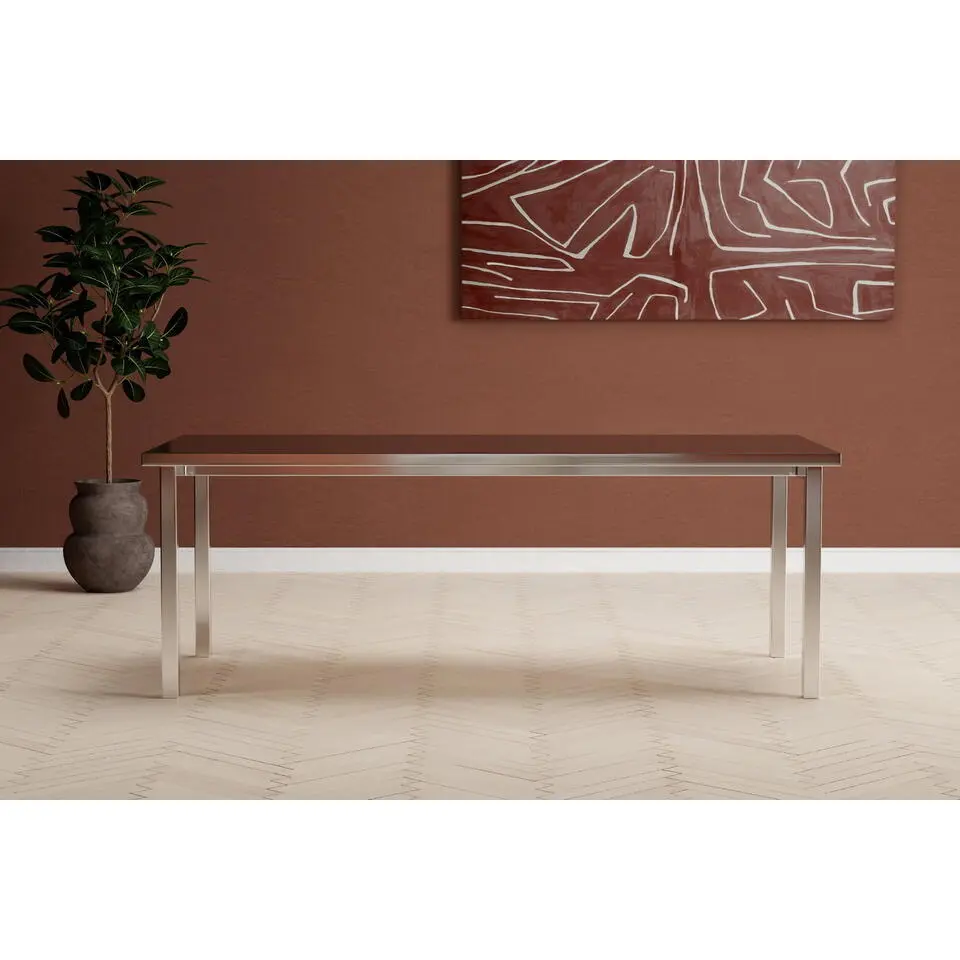 Eettafel Rechthoekig Zilver Metaal - 210x95x75cm - Cilo
