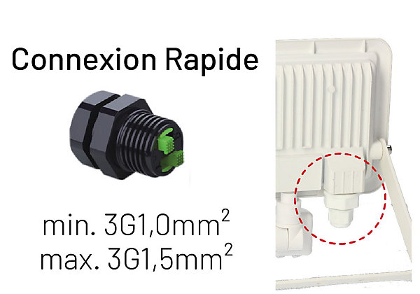 Arlux Lighting Projecteur mural KREON 2 - IP44, 50W, 4000K, 5000lm, Blanc - Détecteur IR