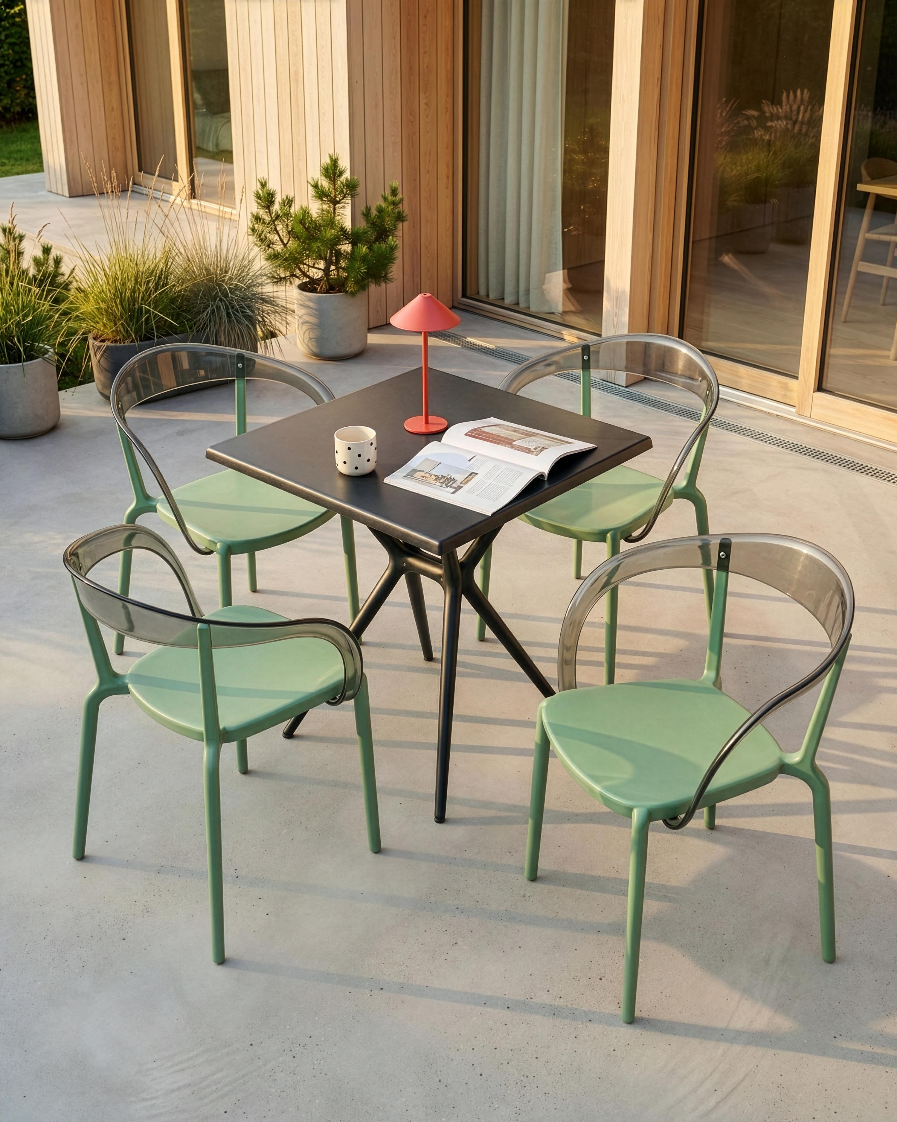 Set of 4 Garden Chairs MALEVIZI Stacking Green