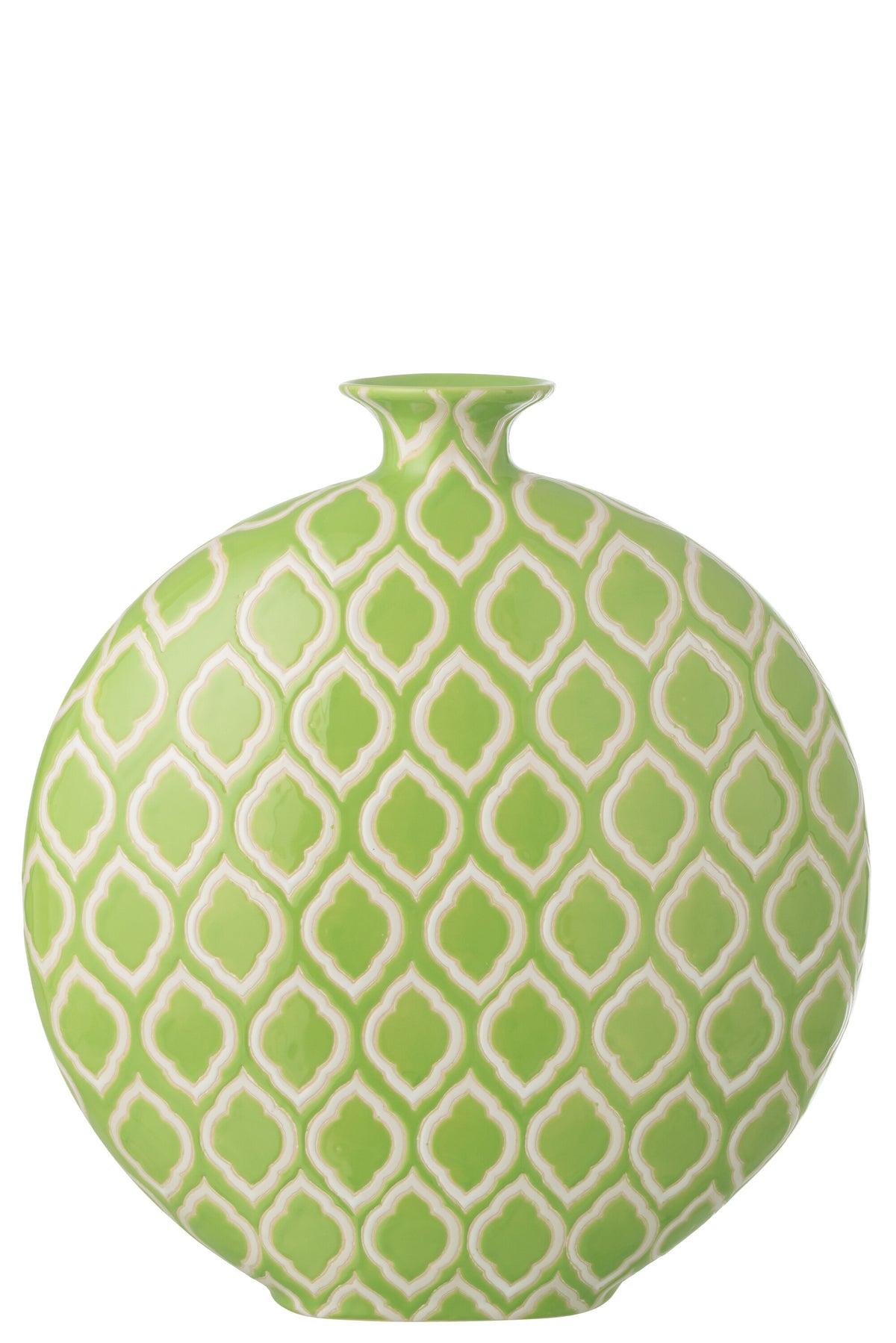 J-Line vaas Geruit - porselein - groen/wit - large