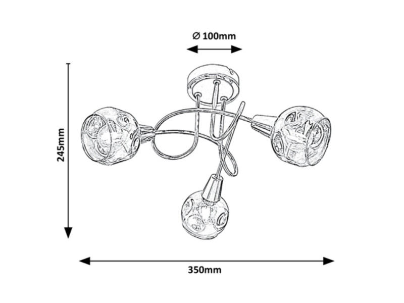 Lampa sufitowa chromowana szkło dymne Tamara 3xE14x40W Rabalux