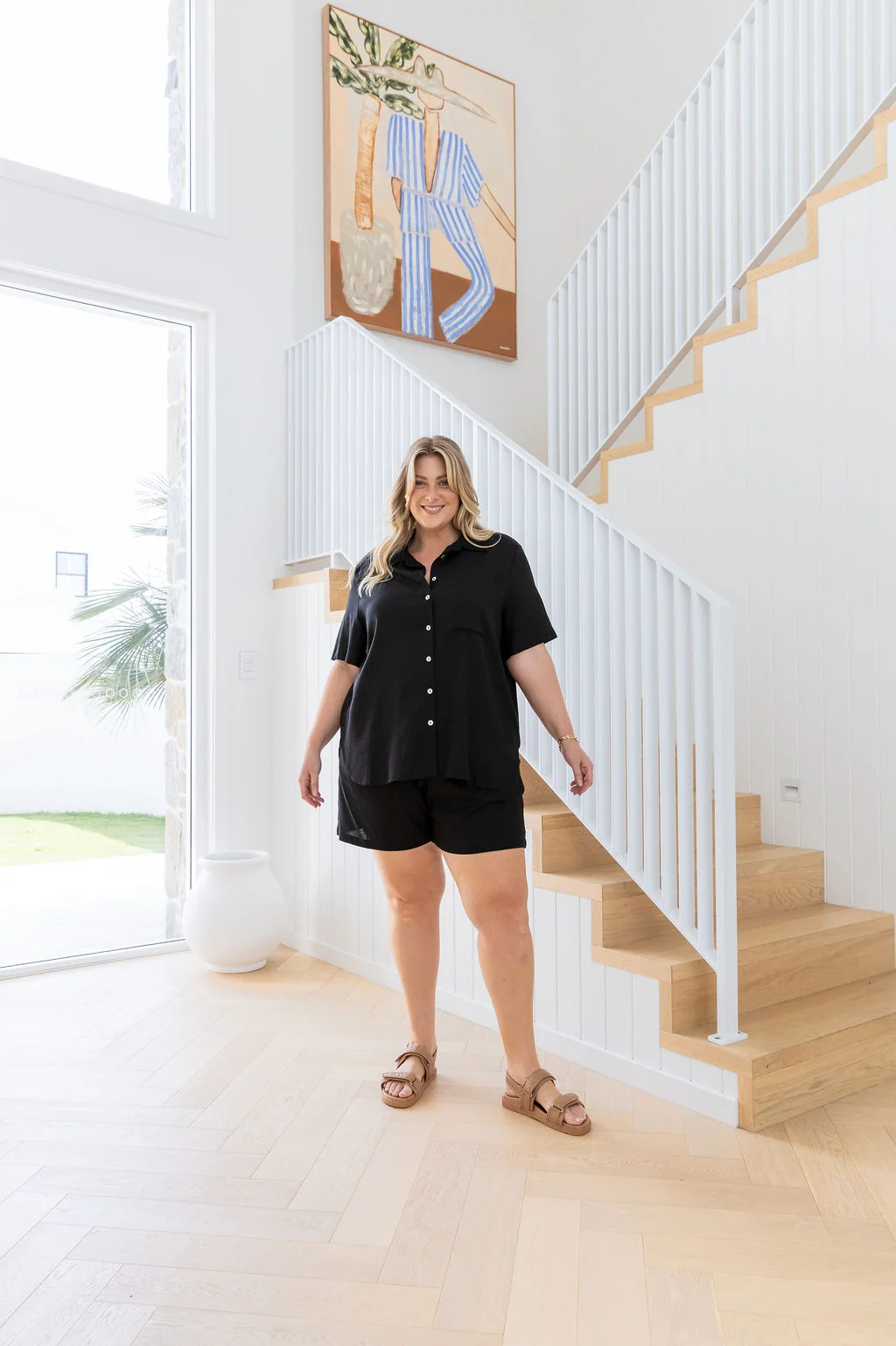 Samara Linen Blend Shirt in Black