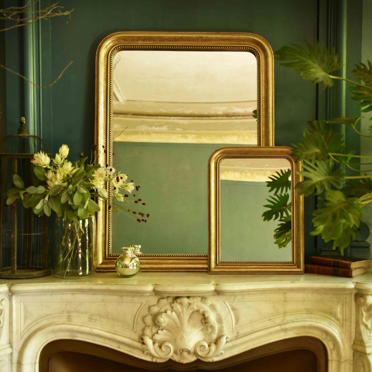 MANDERLEY - Miroir trumeau doré en résine format XL 75 x 100