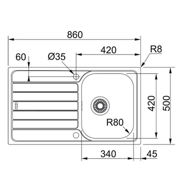 Evier inox dekor Franke SPARK 1 bac 1 égouttoir