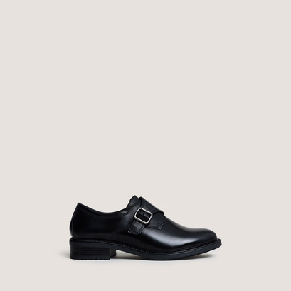 Derbies à bouclesen cuir glacé noir | ATLANTIS