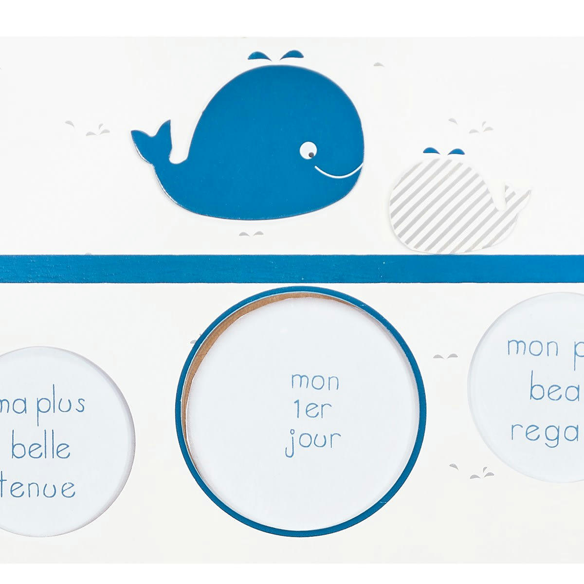 BLUE BALEINE - Pèle-mêle 12 photos en bois blanc