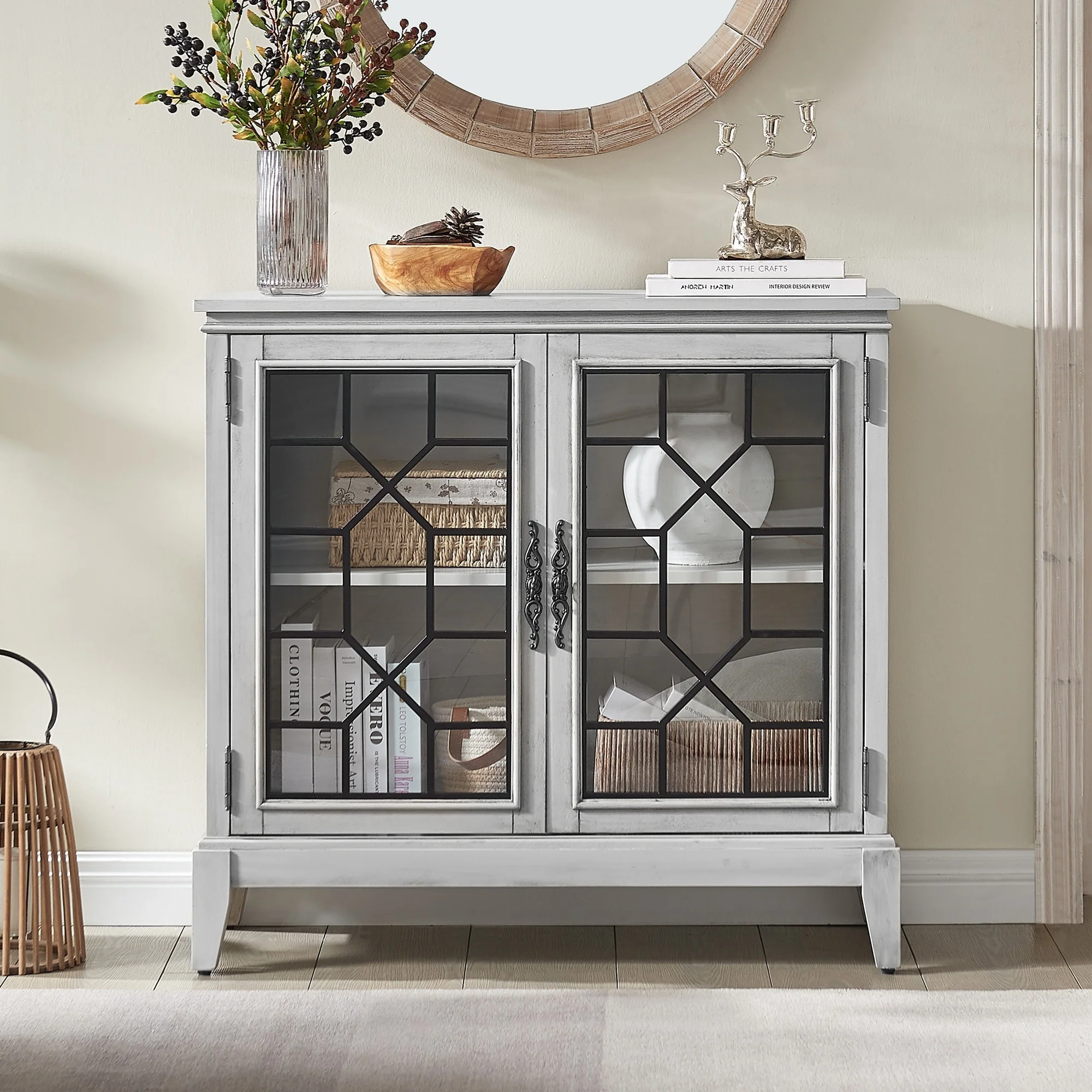 Sideboard & Buffets Cabinet, Accent Display Storage Distressed Console Cabinet for Entryway Living Room Bedroom Kitchen