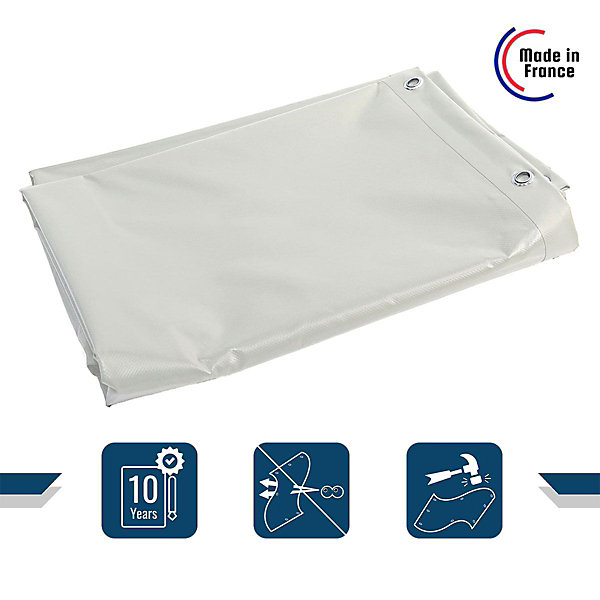Bâche Brise Vue Blanche 3x5 m - Garantie 10 ans TECPLAST - XP640BV - Brise vent occultant - Pare vue jardin - Made in France