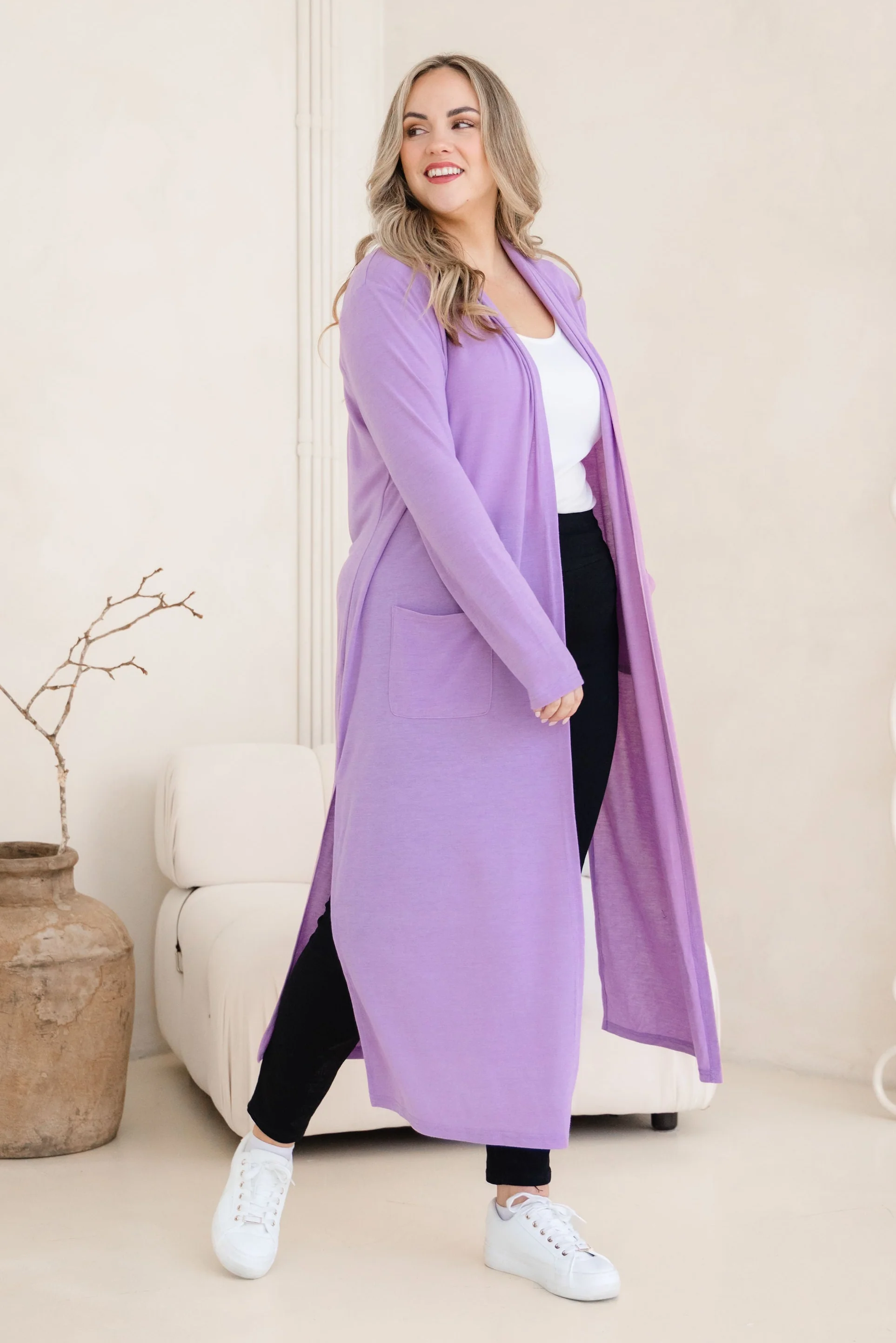 Jane Cardi Maxi Length in Lavender