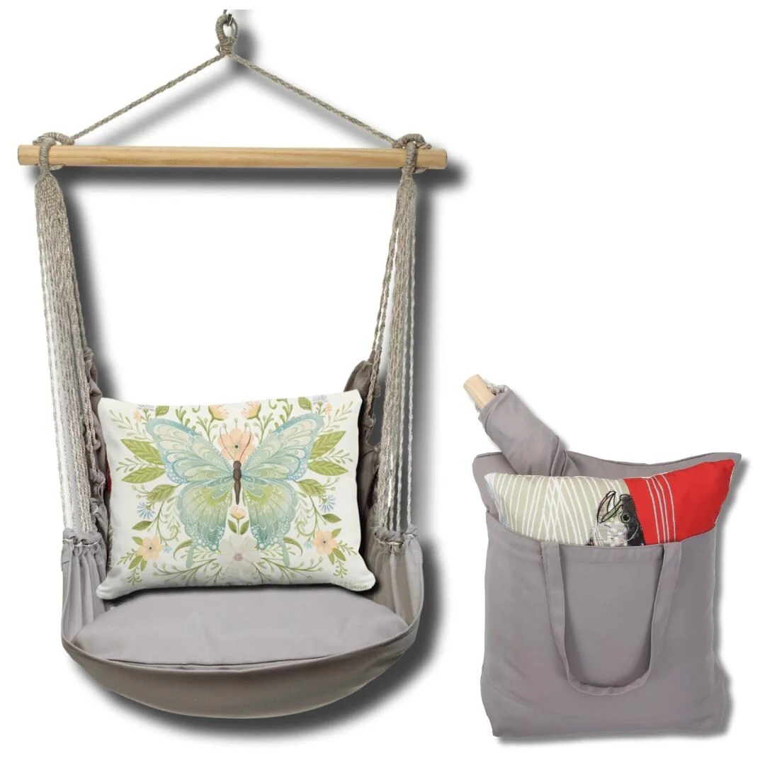 Magnolia Casual Swing Set 4 piece - Gray Solid w/ Whimsy Butterfly