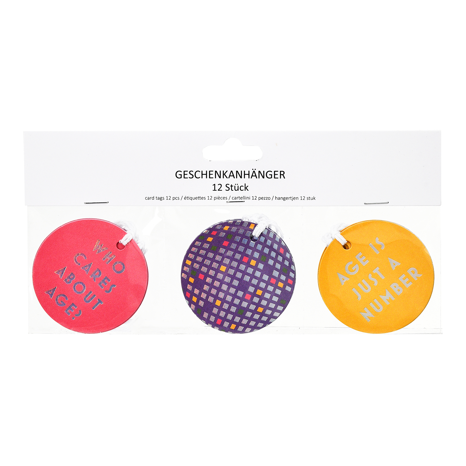 Geschenkanhänger-Set Disco Bunt, 12 -tlg.