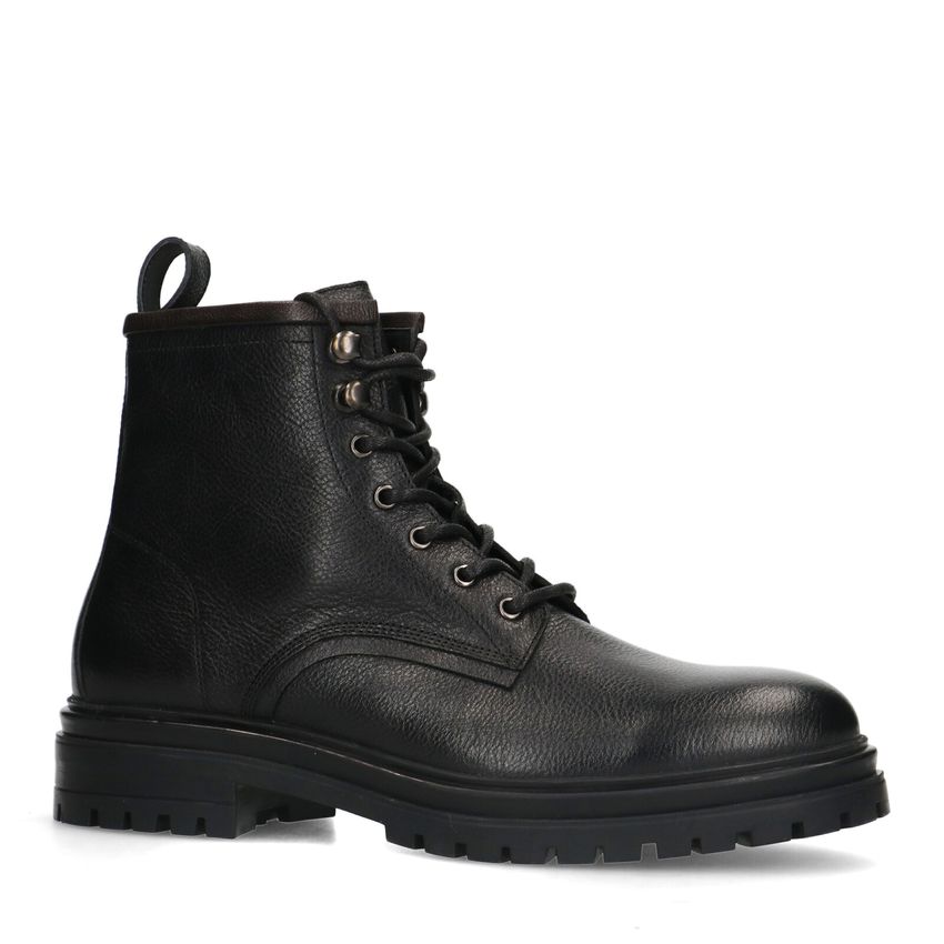 Manfield Zwarte leren veterboots