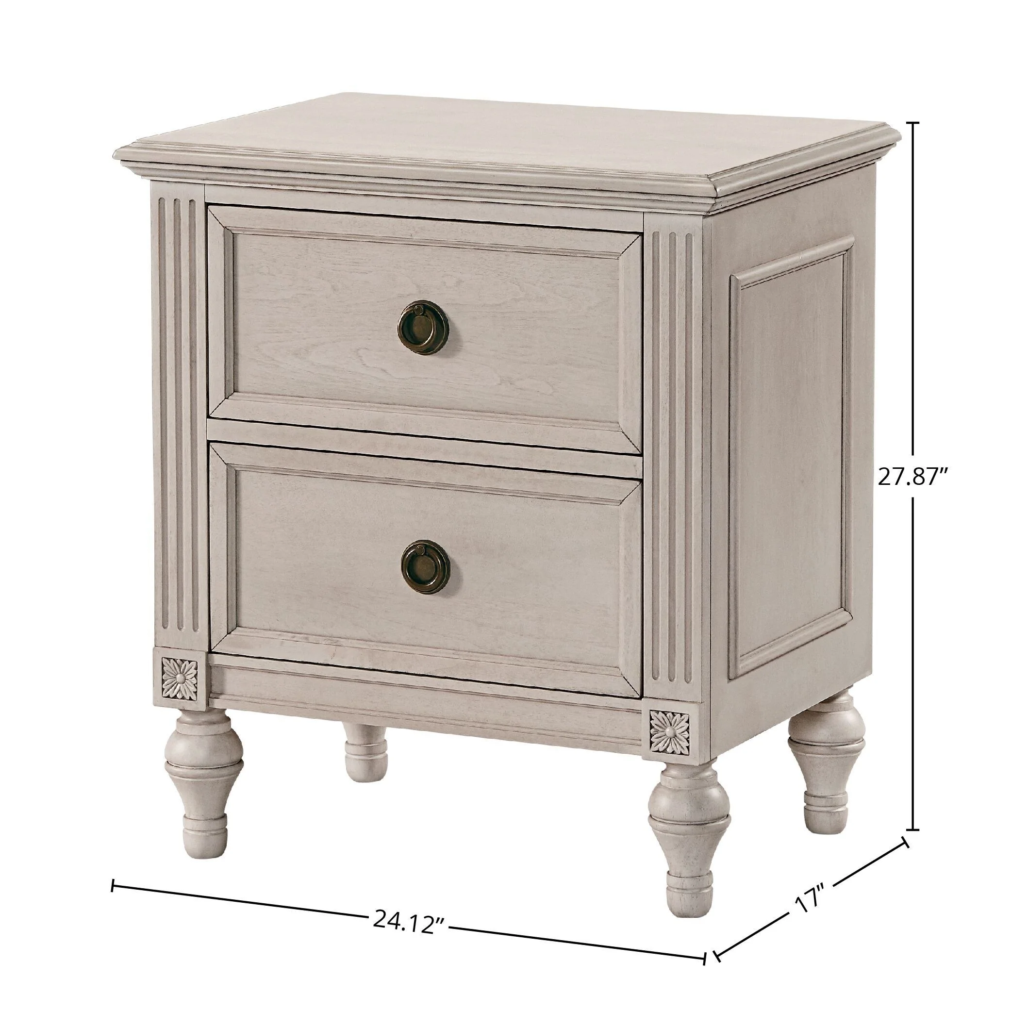 Viola 2-Drawer Transitional Wood Nightstand, Lace Beige