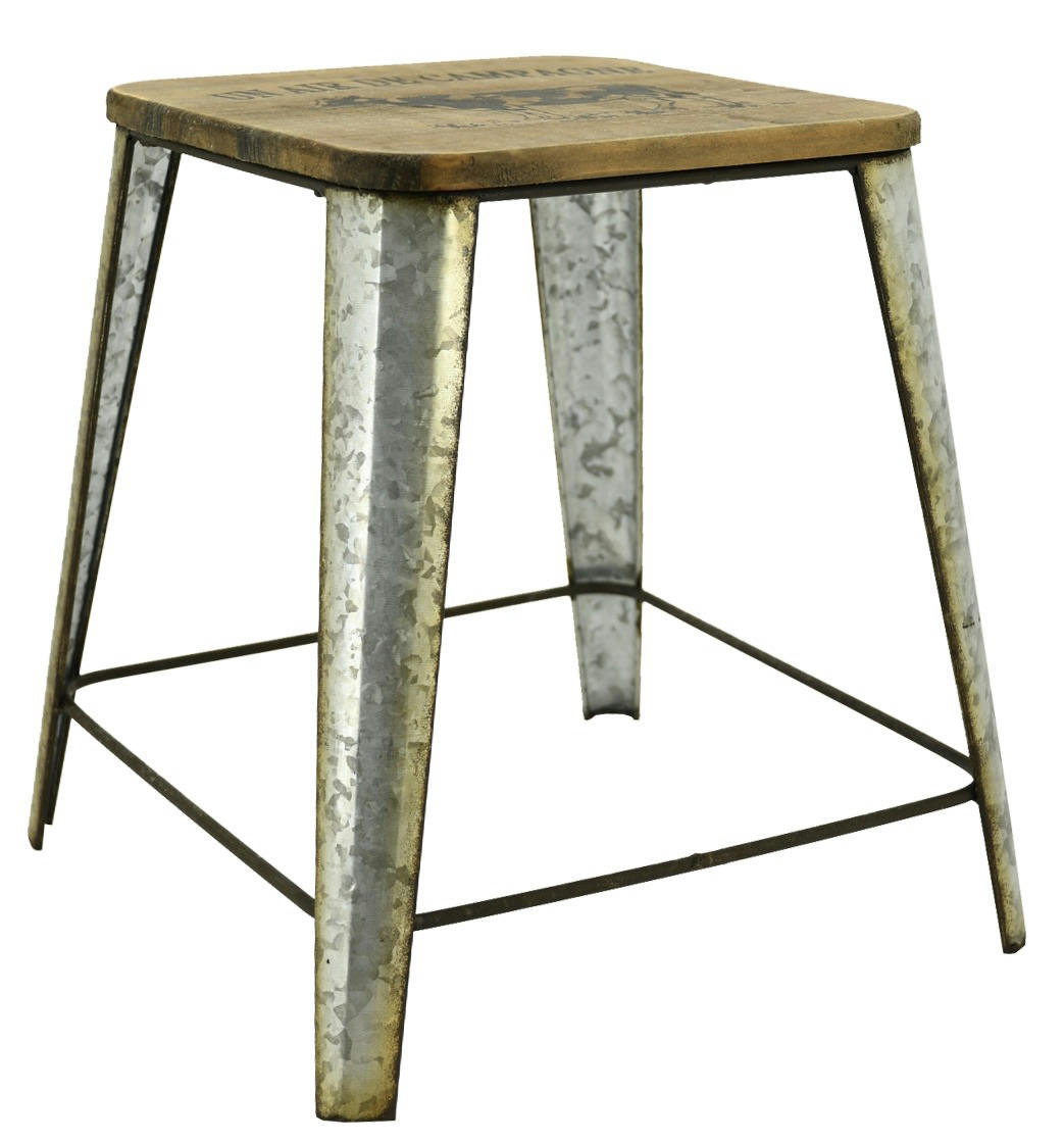 - Tabouret en zinc et bois un air de campagne