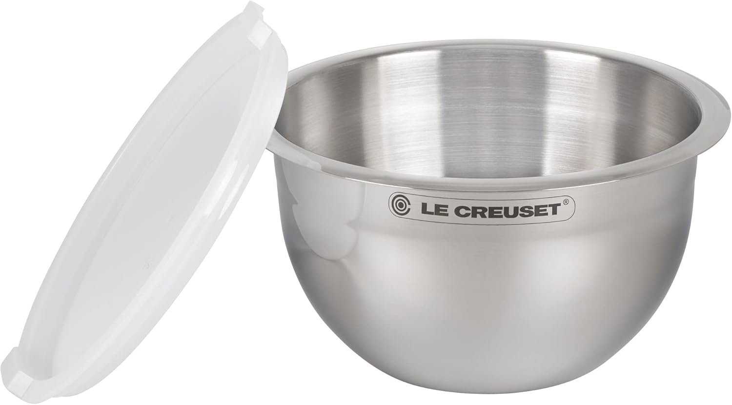 Le Creuset Set of 3 Nested Mixing Bowls w/Nonslip Silicone Base & Plastic Air Tight Lids