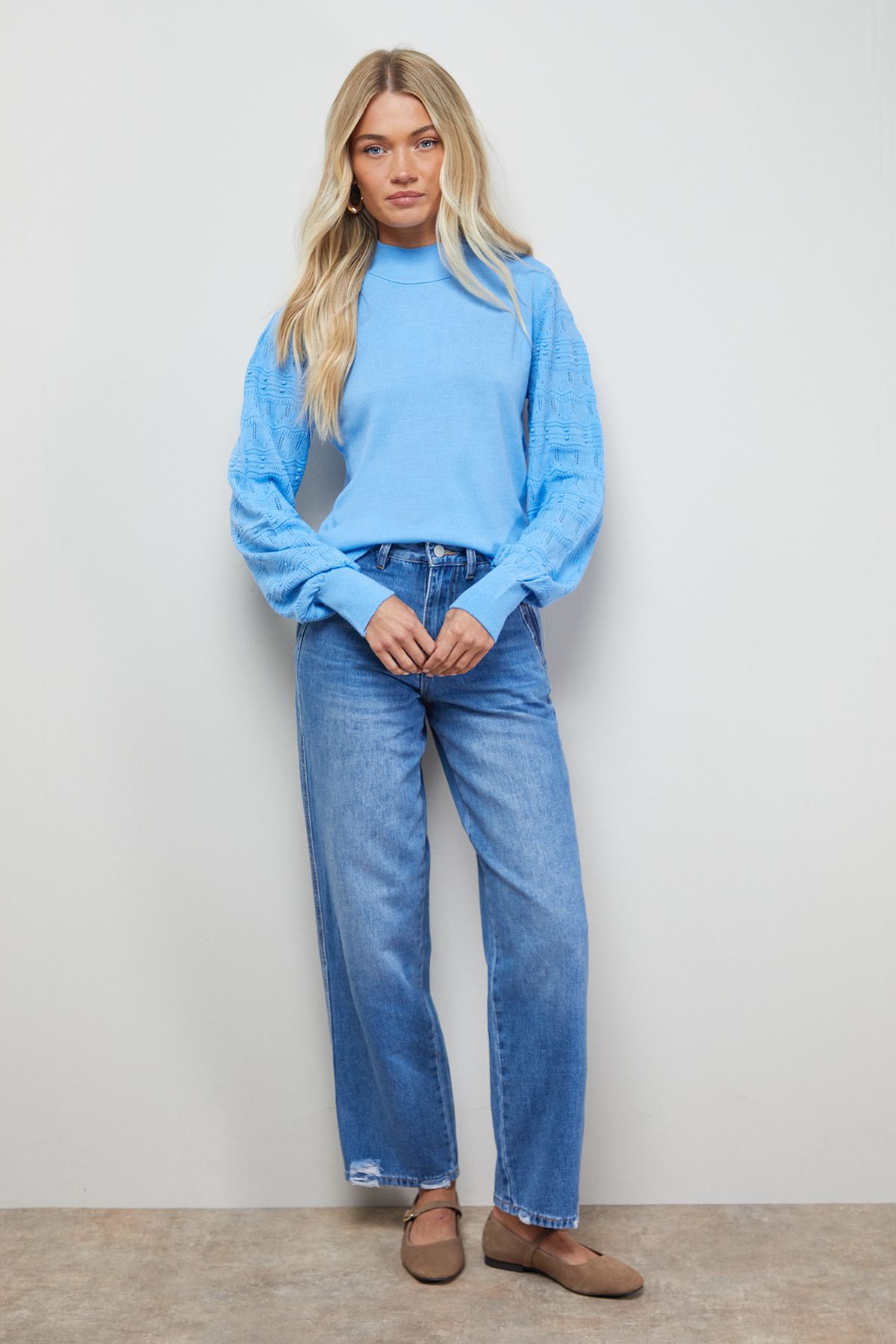 Oasis High Neck Stitchy Sleeve Jumper