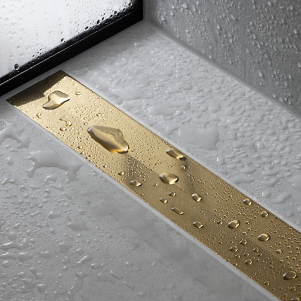 Caniveau de douche HANSGROHE RainDrain Flex 90 Aspect doré poli   Corps encastré à faible hauteur