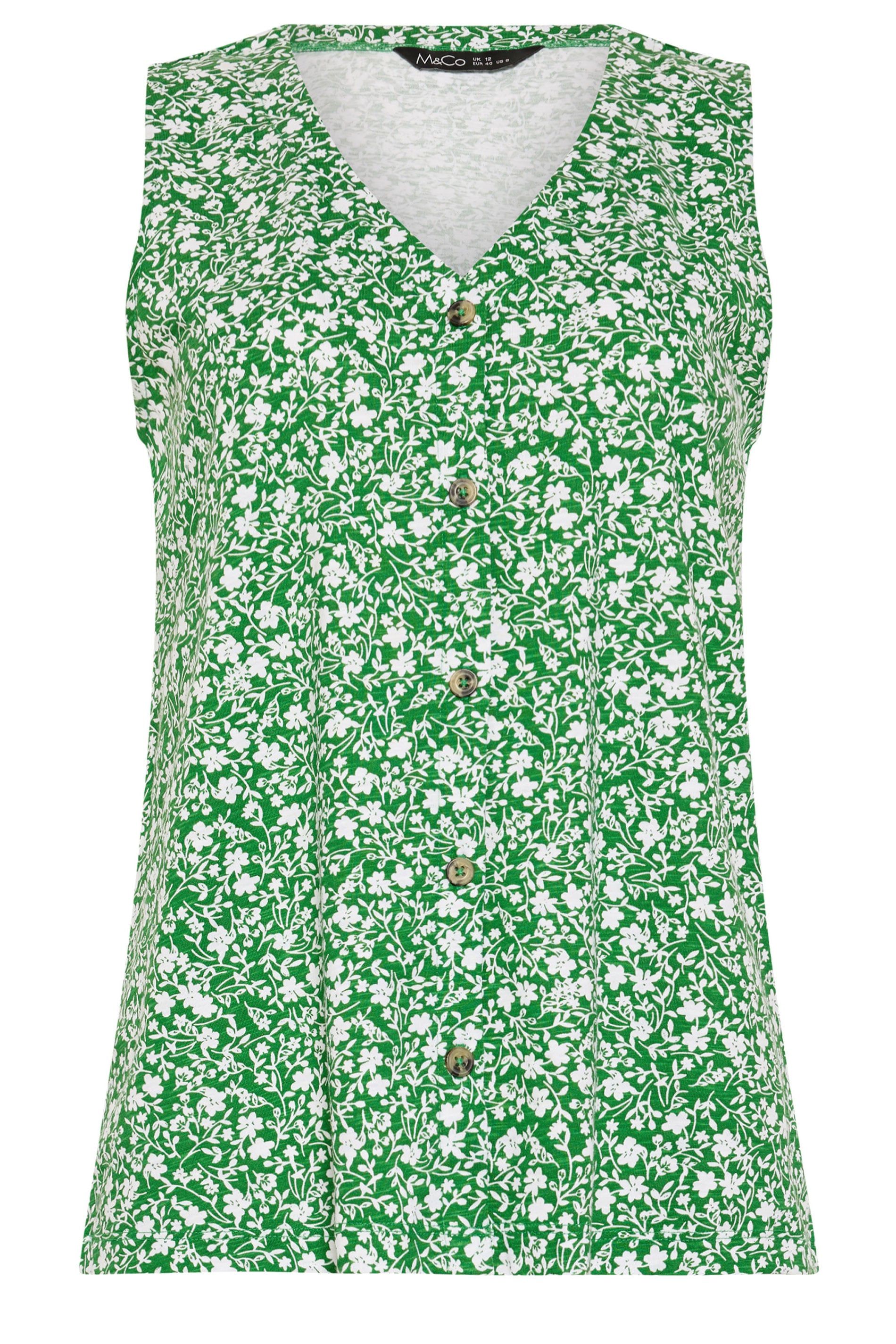 M&Co Cotton Button Vest Top