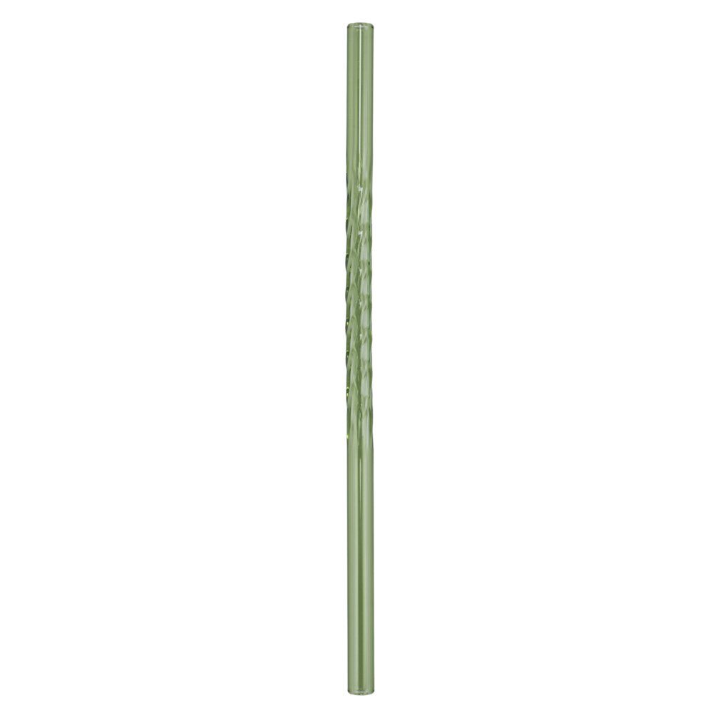 Paille en verre x4 réutilisable décor torsadé avec brosse goupillon L20cm