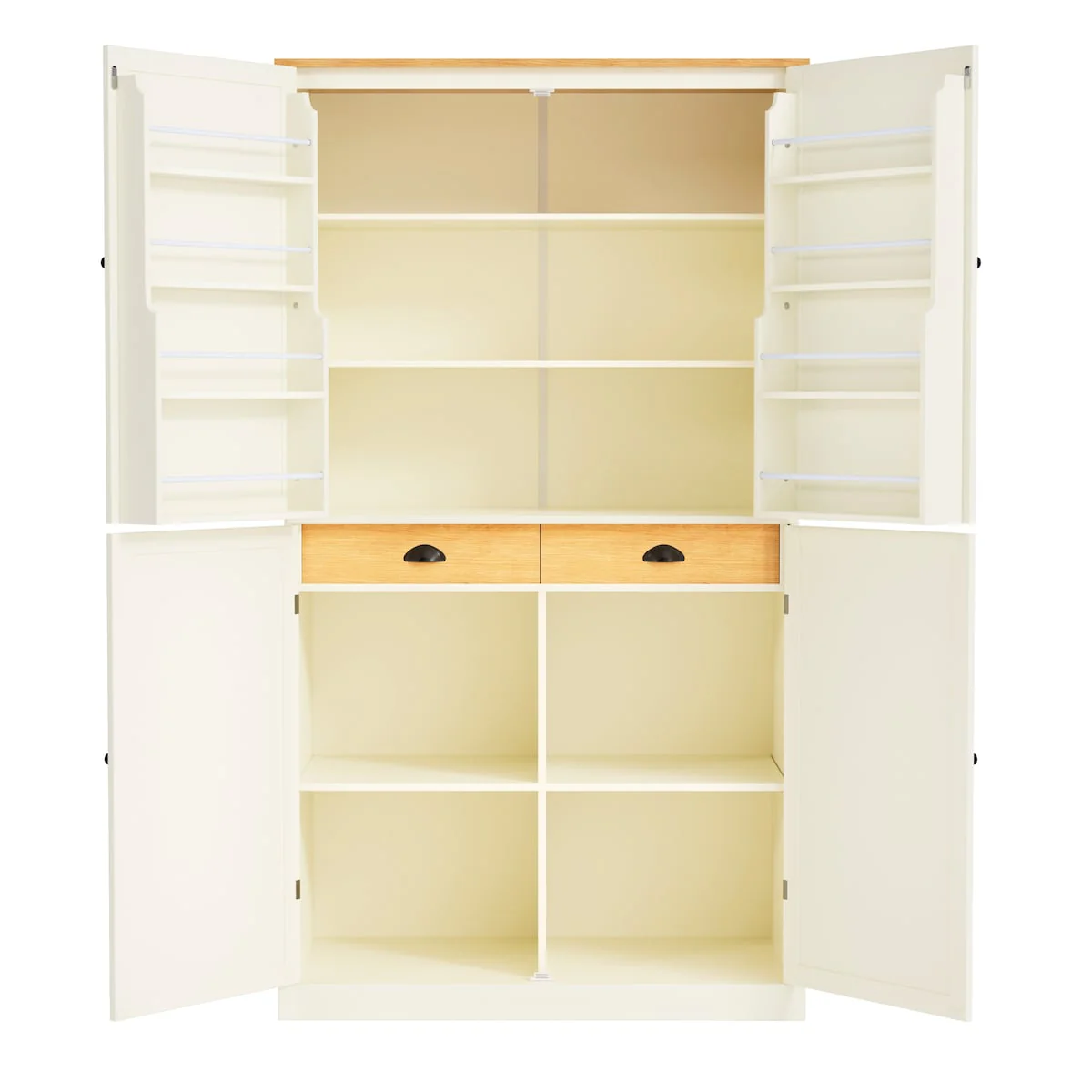 Cupboard Storage Cabinet with 2 Adjustable Shelves,8 Door,2 Drawers
