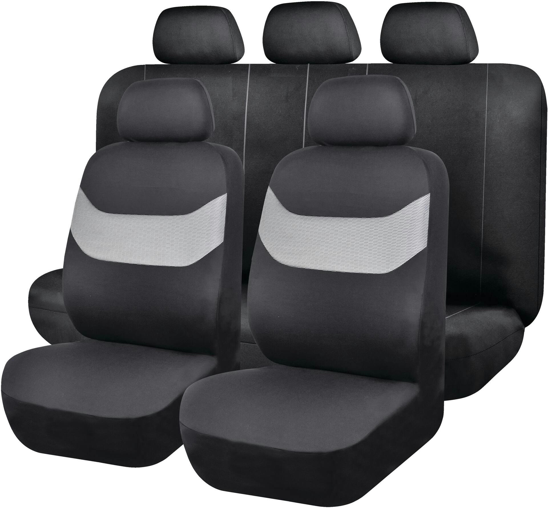 AutoTrends Seat Cover Set for Back Bench Seat, Black & Grey