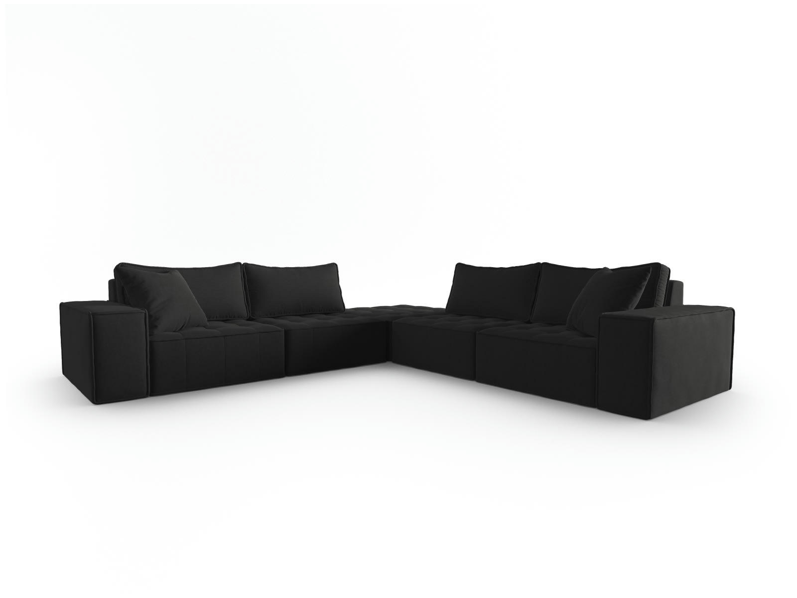 MIKE - Canapé d'angle symétrique modulable 7 places en tissu structurel noir