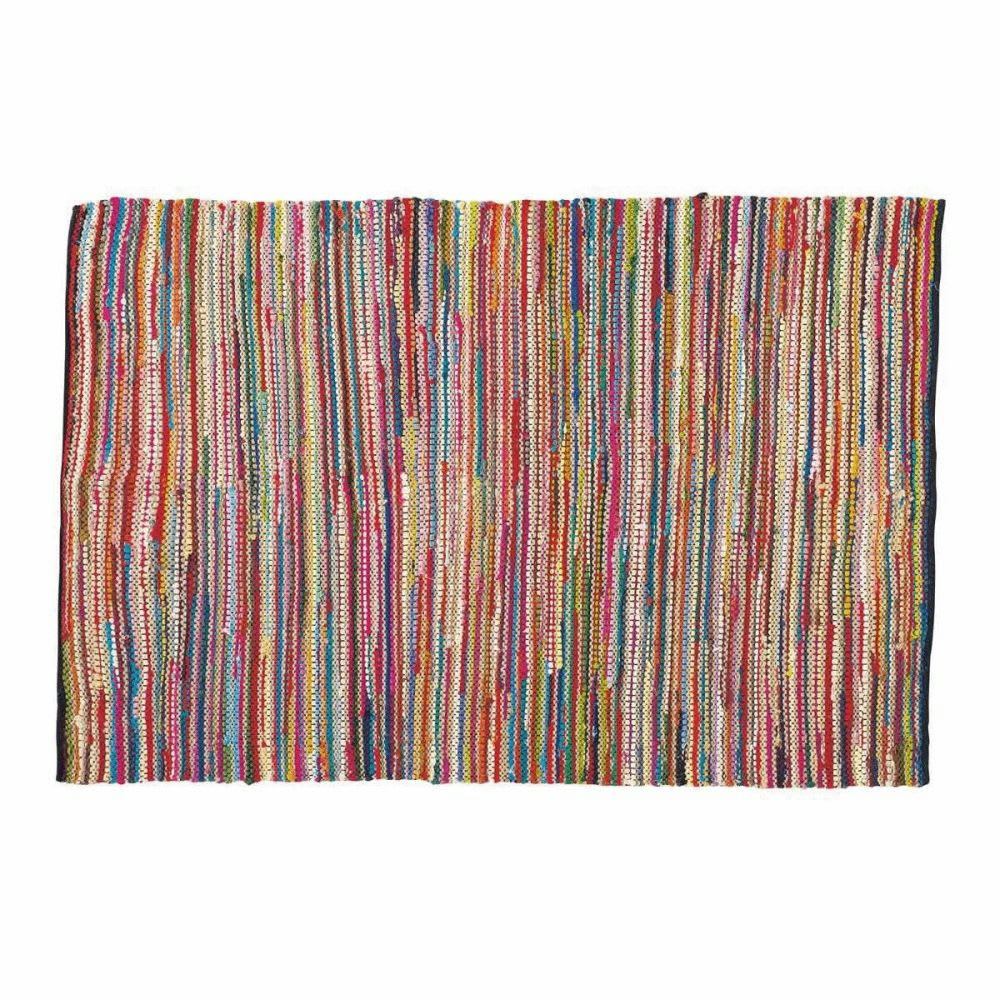 ROULOTTE - Tapis en coton recyclé et jute multicolores 160x230