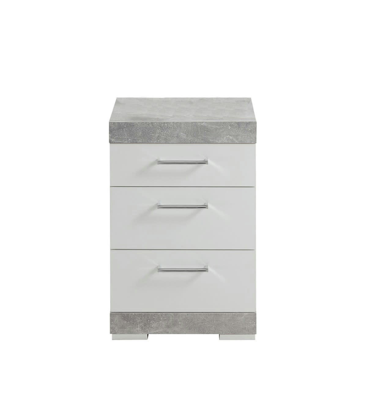 BRISTOL - Table de chevet avec 3 tiroirs H64cm - Bristol - Gris béton