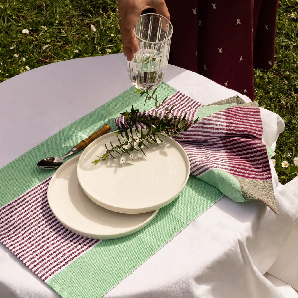 Individual de Algodão Riscas Violeta e Verde 30x50 KERALA