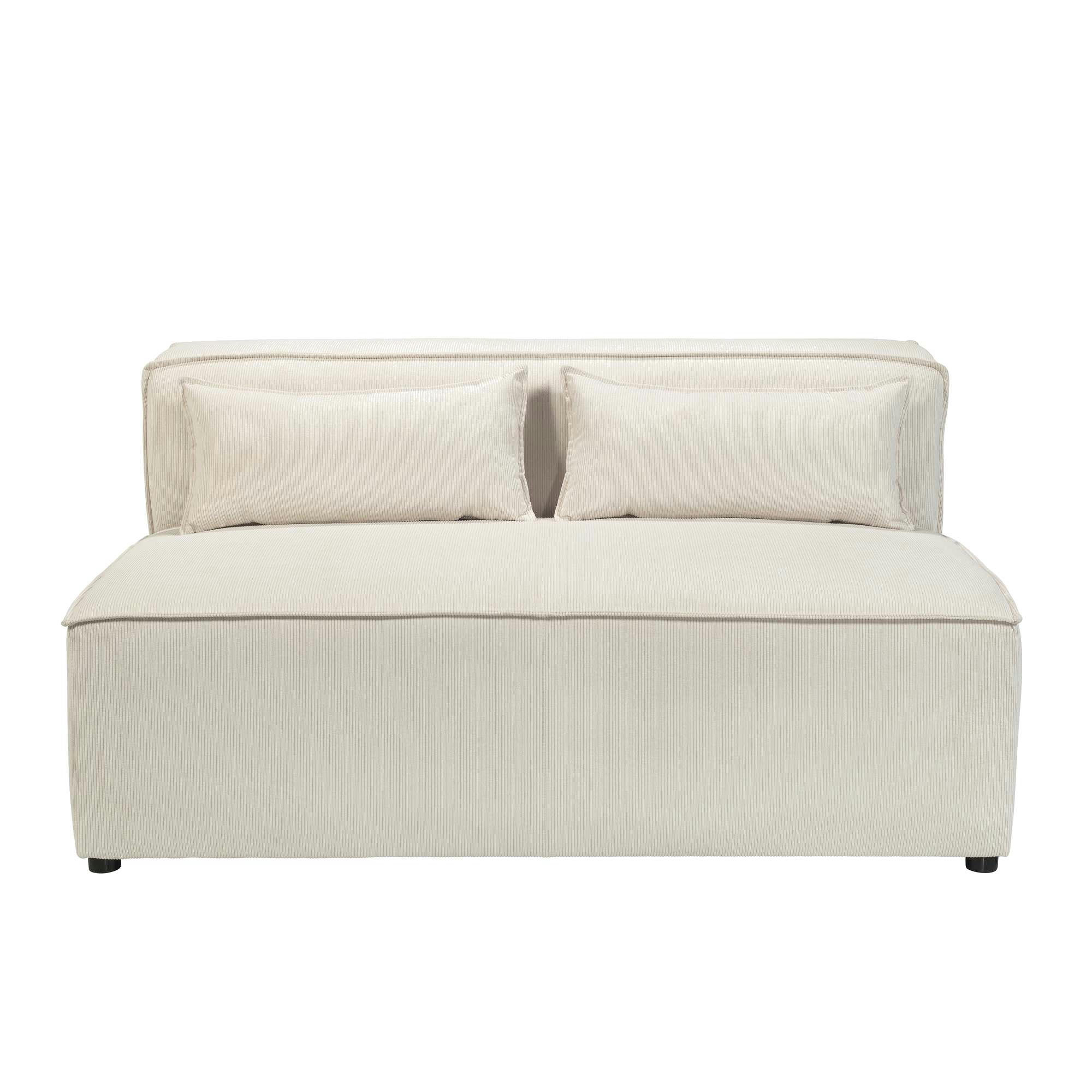 LIVAL - Double chauffeuse pour canapé modulable en velours côtelé beige