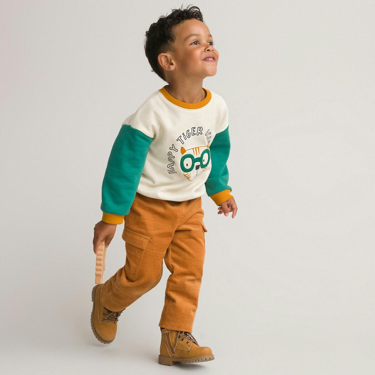 Pantalon en velours côtelé doublé jersey