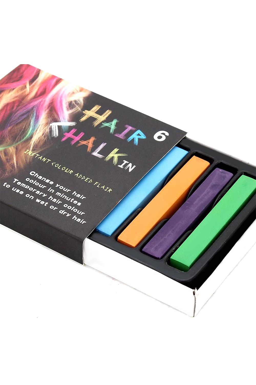 Neel Blue Neel Blue Temporary Hair Chalk Colour Pastel Dye, 6pcs