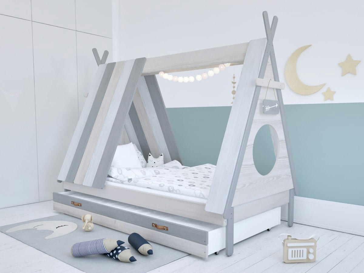 SIOUX - Lit enfant   avec tiroir multicolore      90x200