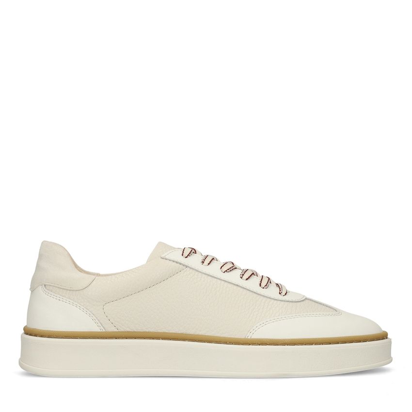 Manfield Off white leren sneakers