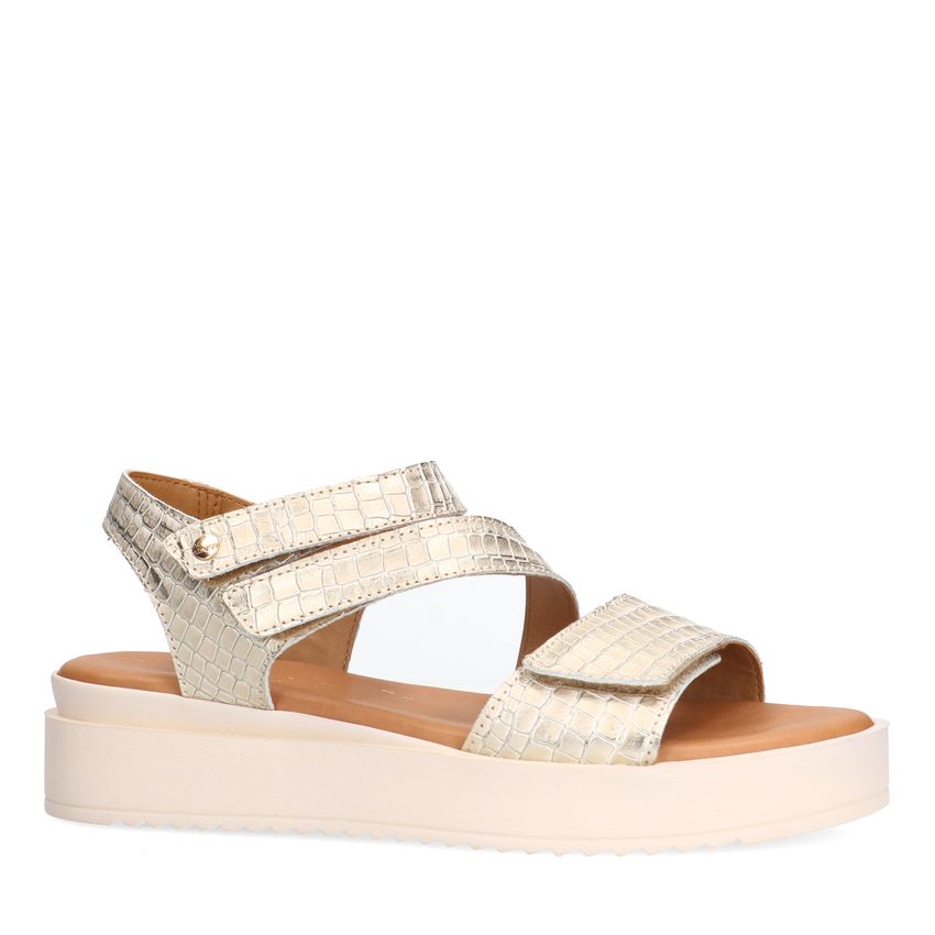 No Stress Gouden leren croco sandalen