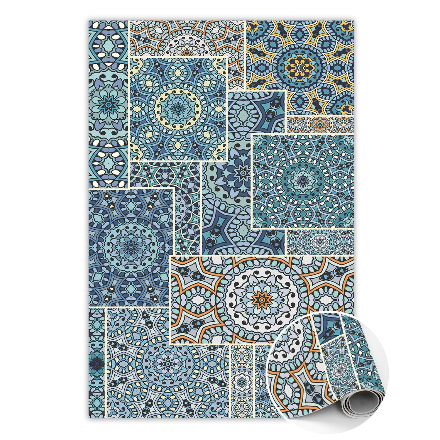 Dywan winylowy do domu 60x90 cm - patchwork mandala.