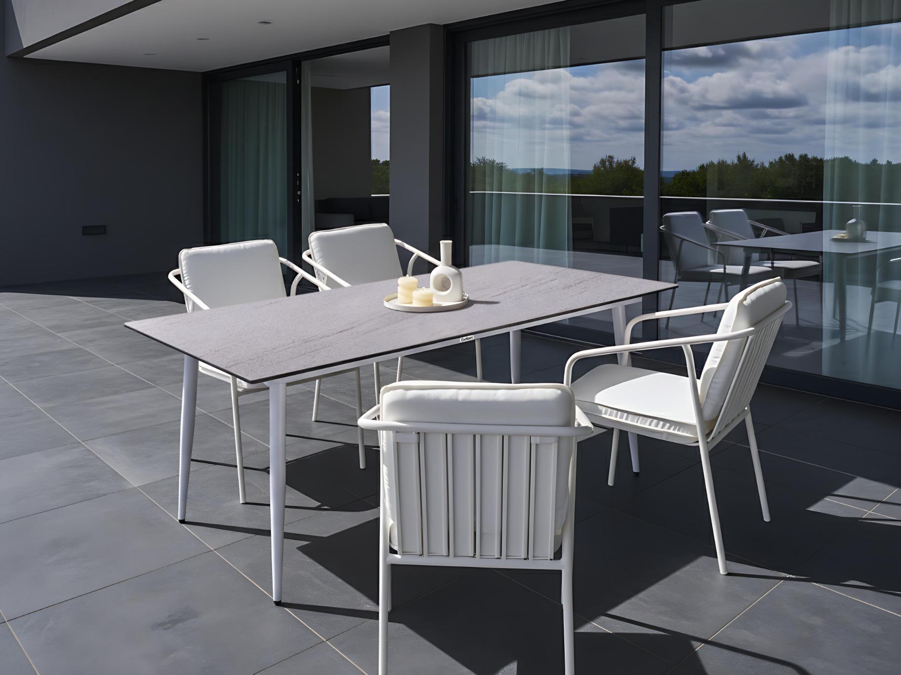 Garden Dining Table TOLENTINO 180 cm 90 cm Stone Effect Travertine Effect