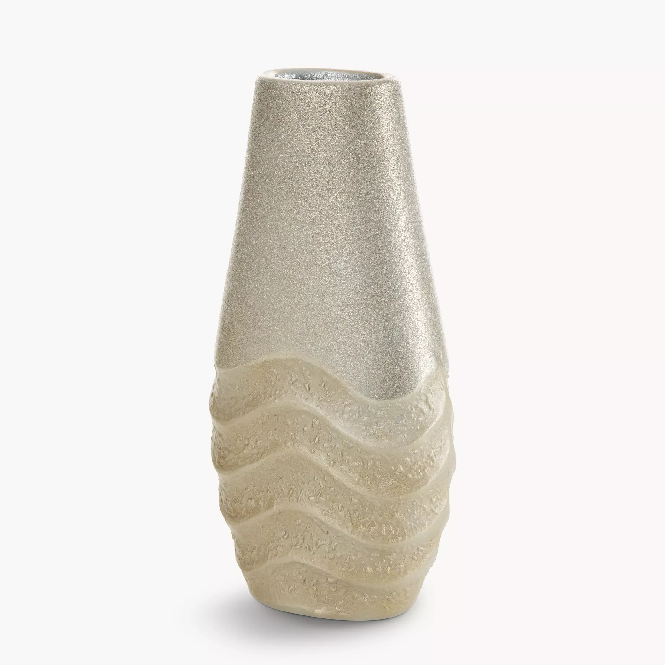 Wazon beżowy dekoracyjnyzdobiony falistym wzorem 13x7x26 cm SANI