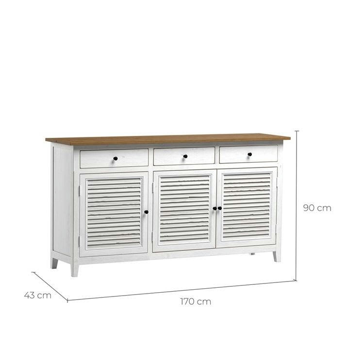 CASA - Buffet en bois recyclé blanc effet vieilli