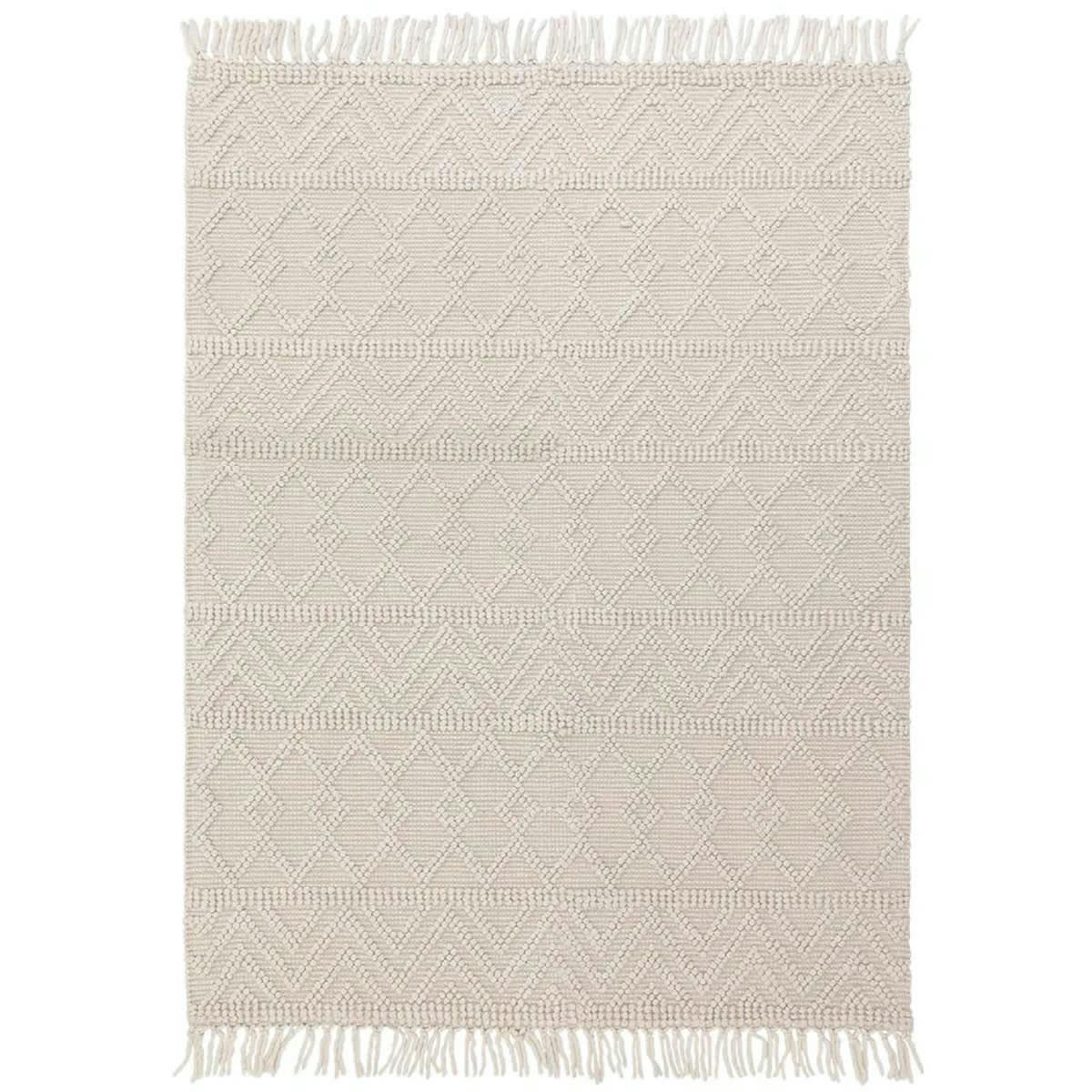 SAGRA - Tapis de salon en laine blanc 200x290 cm